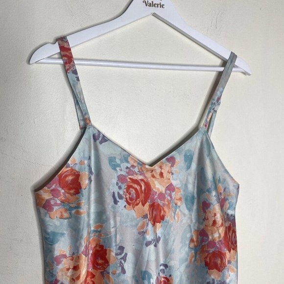 Unbranded Blue Multicolor Floral Nightgown Slip Lingerie Midi Dress Medium - Picture 3 of 12